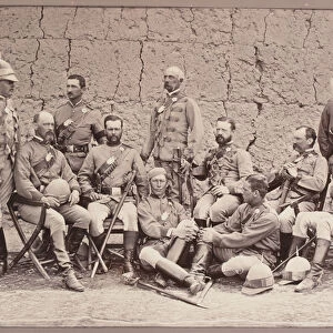 British officers of the Queens Own Guides, 1878 circa (b / w photo)