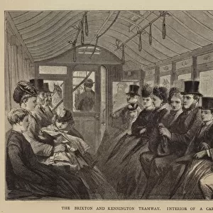 The Brixton and Kennington Tramway, Interior of a Carriage (engraving)