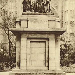 Bronze replica of Auguste Rodins sculpture The Burghers of Calais, in Victoria Tower Gardens, Westminster (b / w photo)
