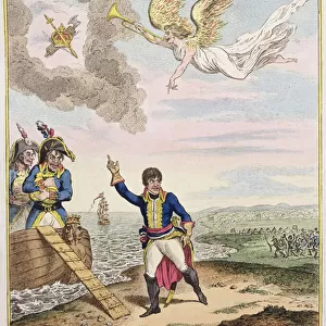 Buonaparte leaving Egypt, published by Hannah Humphrey in 1800 (hand-coloured etching)