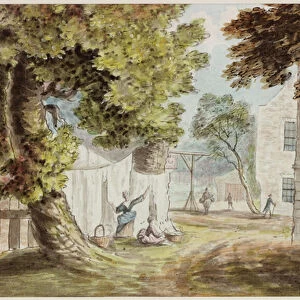 Busy Cottage, 1774 (Watercolour and pencil)
