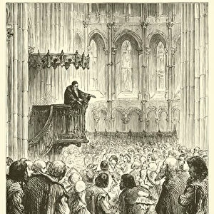 Calvin preaching his Farewell Sermon in Expectation of Banishment (engraving)
