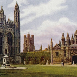 Cambridge: Kings College, Chapel and Gate (colour litho)