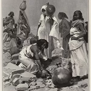 Campaigning in Somaliland, Native Women drawing Water from a Well for the Troops (litho)