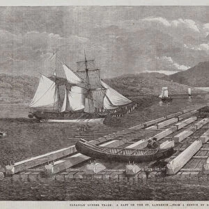Canadian Lumber Trade, a Raft on the St Lawrence (engraving)