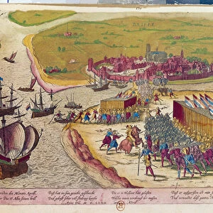 Capture of the fort of Brielle in 1572 Hollande. Engraving of the 17th century B. N. Paris