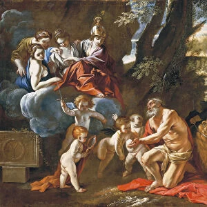 The Four Cardinal Virtues appearing to Saint Jerome (oil on canvas)