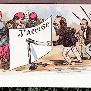 Caricature of J Accuse, article written by Emile Zola (1840-1902) in defence of Alfred Dreyfus, 1898 (litho)