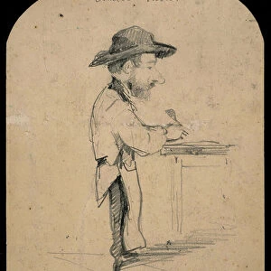 Caricature of a Man in the Small Hat, 1855-56 (graphite on cream wove card)
