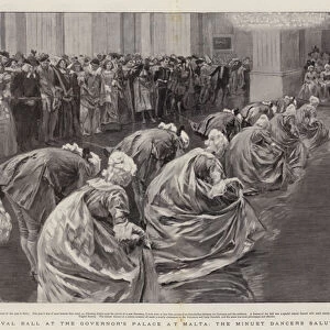 The Carnival Ball at the Governors Palace at Malta, the Minuet Dancers saluting the Throne (litho)