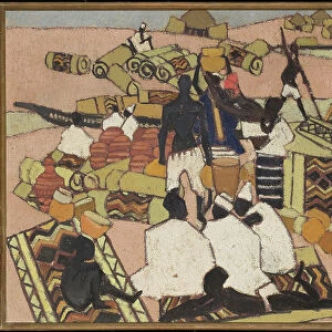 The carpet market in Mopti (oil on canvas)