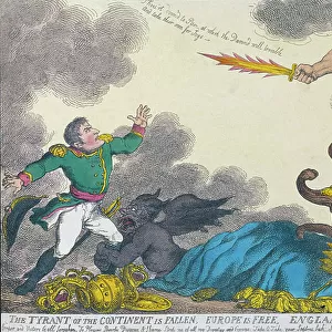 Cartoon celebrating Napoleon's abdication in 1814