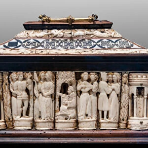 Casket with paired figures, 1360-80 (bone and different kinds of wood)