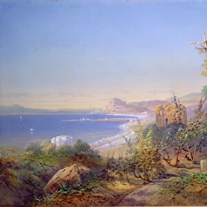 Castille and the Bay of Baia, Pozzuoli, 1866 (watercolour and gouache on paper)