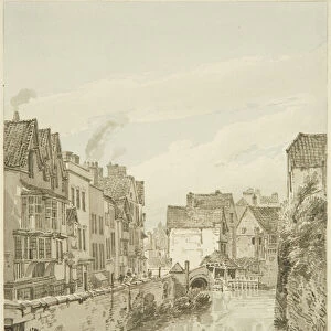 Castle Ditch, Broad Weir, and Ellbroad Street Bridge, 1821 (pencil & w / c on paper)