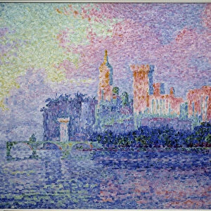 The castle of the popes in Avignon. Painting by Paul Signac (1863-1935), 1900