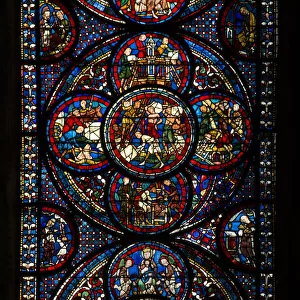 Cathedrale de chartres; stained glass detail; the miracles of our lady