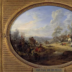 Cavalry Shock A battle under the rule of Louis XIV. Painting by Adam Van der Meulen