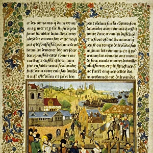 A Celebration in Tarente, copy of an illustration from Les Histoires Romaine by Jean Mansel (ink and colour on vellum)