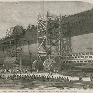 Chain drums and checking gear used at the attempted launch of the Leviathan (engraving)