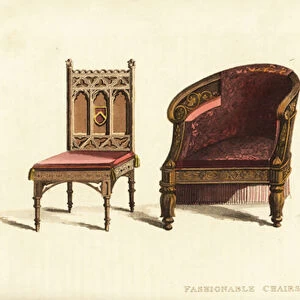 Chair for a Gothic style room (left), for a Grecian library (centre) and for a 17th century book-room in a mansion (right)