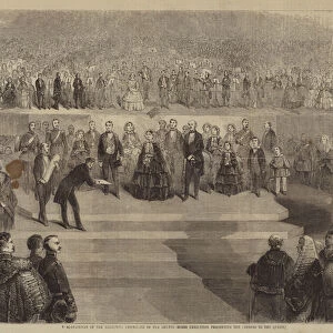 The Chairman of the Executive Committee of the Art-Treasures Exhibition presenting the Address to the Queen (engraving)