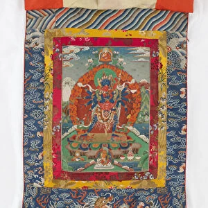 Chakrasamvara, 19th century painting, 19th and 18th century textile borders