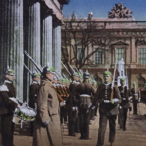 Changing of the guard at the Neue Wache, Unter den Linden, Berlin, Germany (coloured photo)