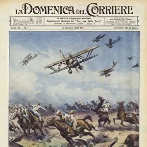 The charge of aviation (colour litho)