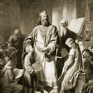 Charlemagne and his scholars, illustration from Hutchinson