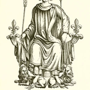 Charles VI on his Throne, from a Miniature in the MS. of the Kings of France (engraving)