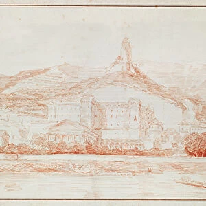 Chateau de La Roche-Guyon (sanguine on paper)