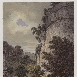 Chee Tor, on the River Wye, Derbyshire (coloured engraving)