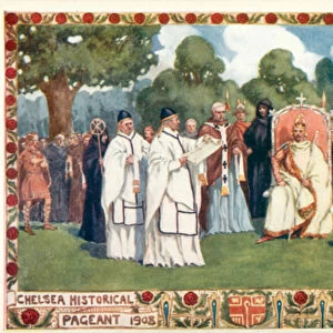 Chelsea Historical Pageant 1908, the Synod of Chelsea (colour litho)