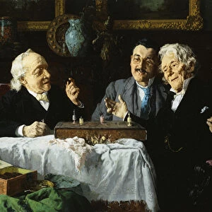 Chess Game, (oil on canvas)