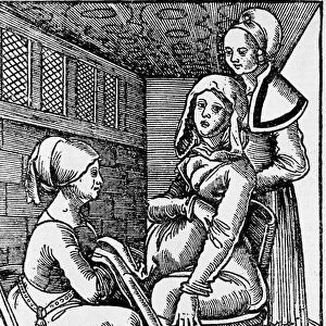 A childbirth (xylography, 1531)