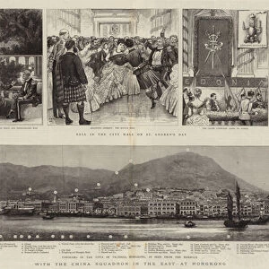 With the China Squadron in the East, at Hongkong (engraving)