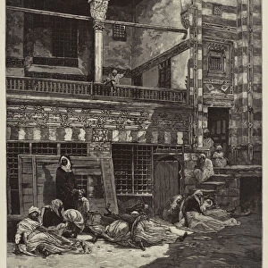 The Cholera in Egypt, Scene in the Courtyard of a House at Cairo (engraving)