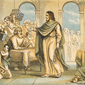 Christ cleansing the Temple (coloured engraving)