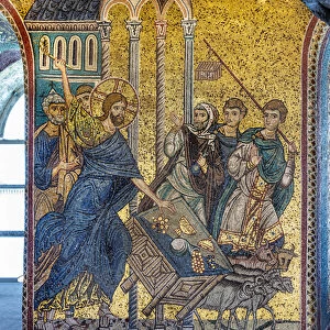 Christ driving the Merchants from the Temple, Byzantine mosaic, Episodes from the life of Christ, XII-XIII centuries (mosaic)