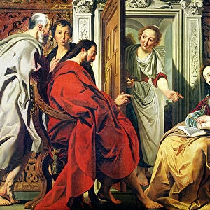 Christ at the House of Martha and Mary of Bethany (oil on canvas)
