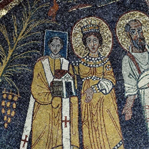 Christ among st Paul, st Cecilia, St Pascal, St Peter, St Valeriano and St Agata (Mosaic