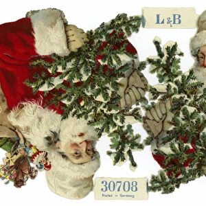 Christmas card depicting Father Christmas (colour litho)