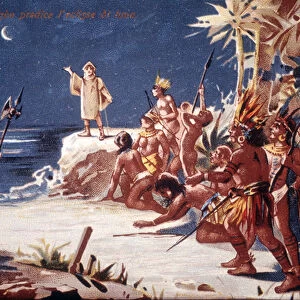 Christopher Columbus predicts the moon eclipse to the Indians