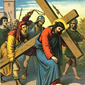 Chromolithography of the end of the 19th century depicting the life of Christ