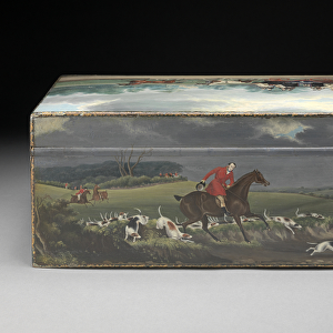 A Cigar Box painted with Scenes from Taglioni Prints, c