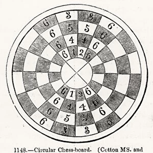 Circular Chess Board (engraving) (b / w photo)