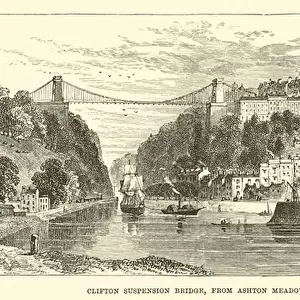 Clifton Suspension Bridge, from Ashton Meadow (engraving)