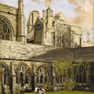 Cloisters at New College, Oxford (oil on panel)