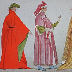 Clothing, Fashion in Italy, Early Renaissance from 1400-1450, from left
